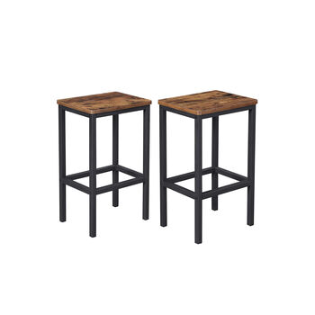 Set Of Two Industrial Bar Stools Chairs With Footrest, 5 of 7