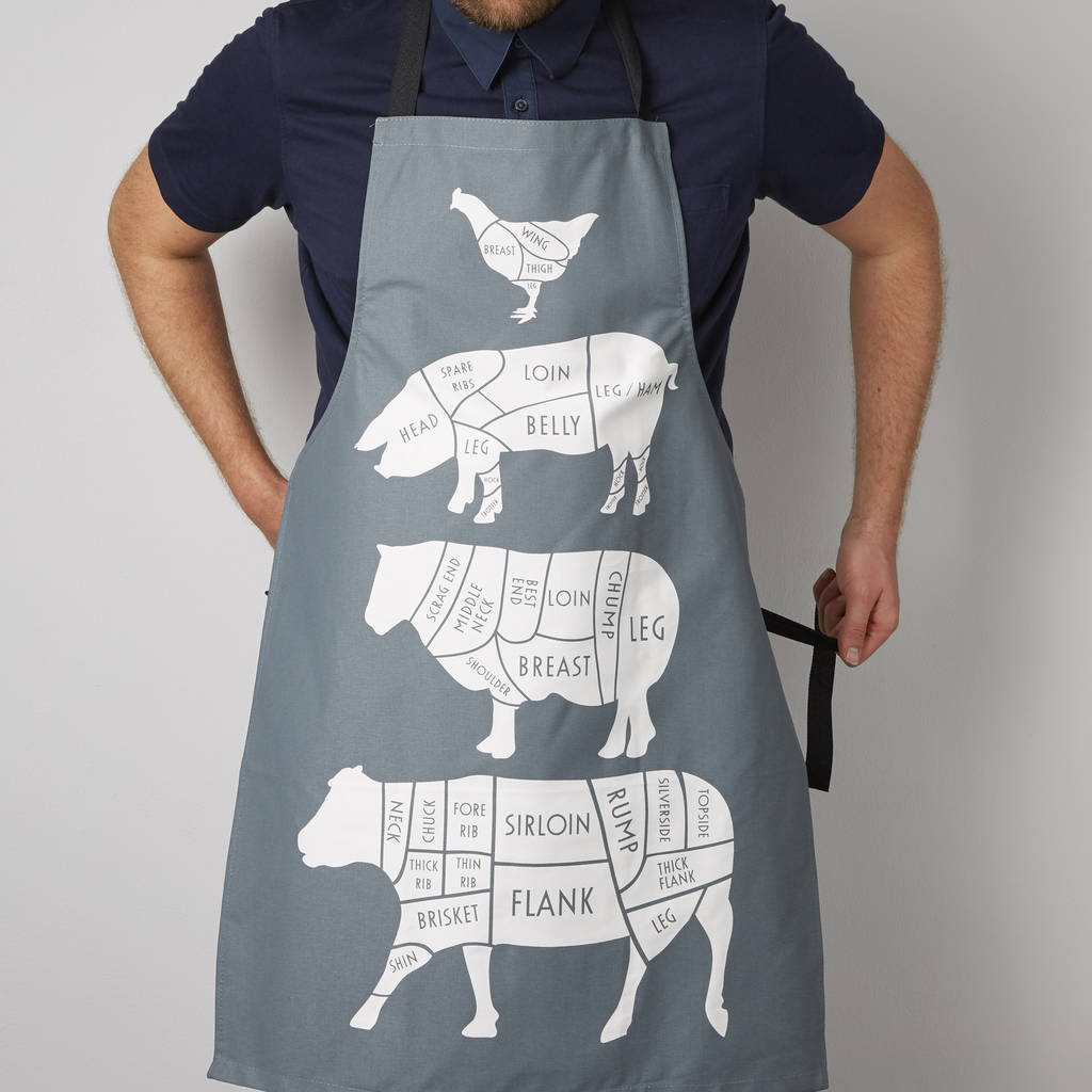 Butcher's Meat Cuts Kitchen Apron, 1 of 10