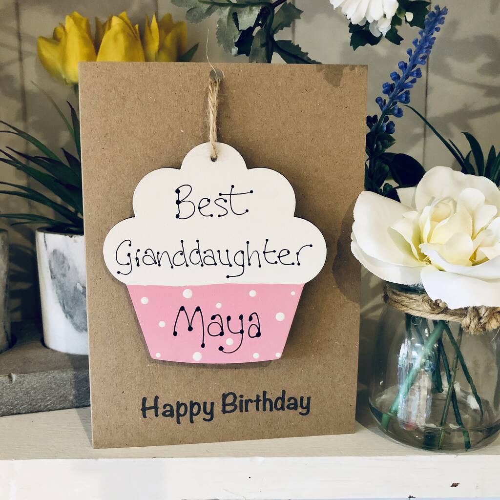 Personalised Granddaughter Birthday Card Cake Keepsake, 1 of 3