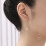 Blue Opal Dot Long Threader Earrings, thumbnail 4 of 10
