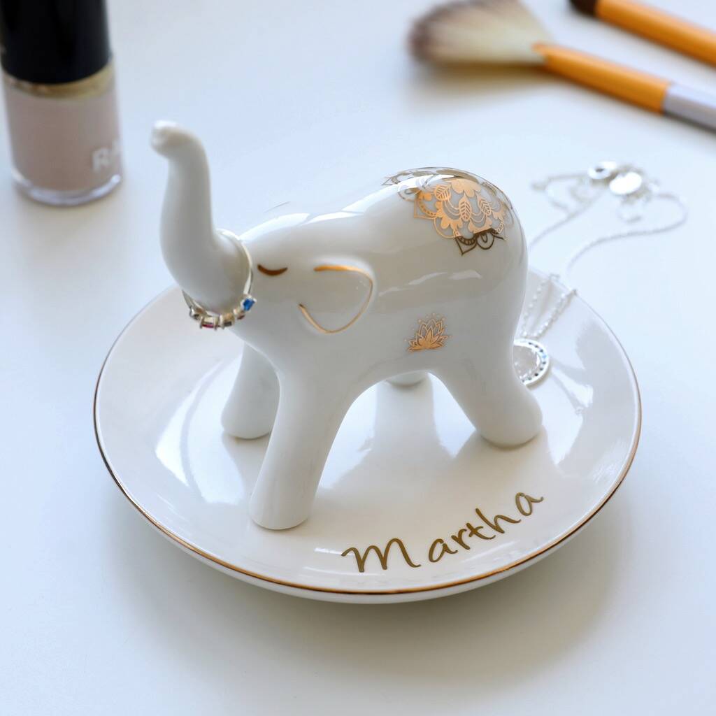 Personalised Elephant Jewellery Dish By Lisa Angel