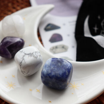 Stress Healing Crystal Set With Moon Trinket Dish, 5 of 6