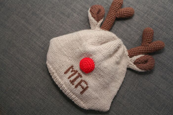 Personalised Reindeer Children Hat, 2 of 2
