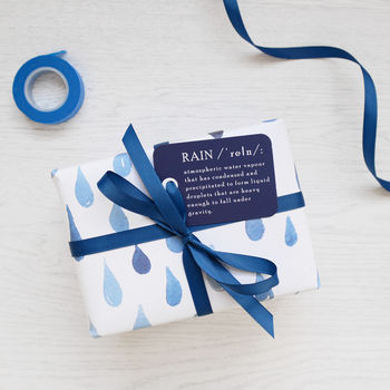 Watercolour Blue Rain Wrapping Paper Set, 2 of 3