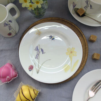 Fine Bone China Bee And Spring Flowers Cake Plate, 10 of 12