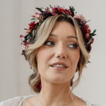 Fawn Jewel Tone Wedding Dried Flower Crown Headband, 3 of 5