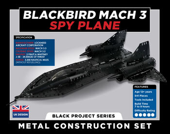 Make Your Own Blackbird Mach Three Spy Plane Metail Construction Set, 6 of 10