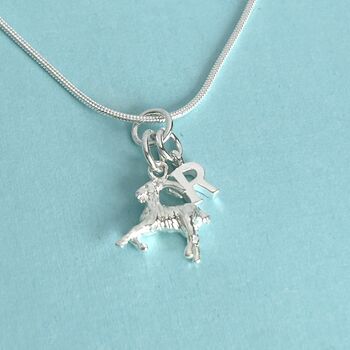 Personalised Sterling Silver Initial Goat Charm Necklace, 2 of 4