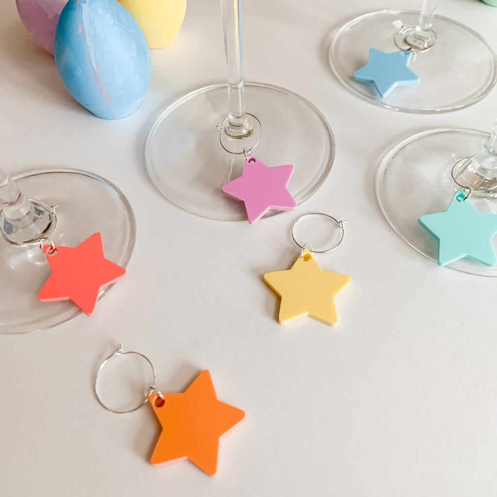 Acrylic Pastel Star Glass Charms Set Of Six, 1 of 4