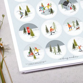 Christmas Tiny Village Circle Sticker Sheet, 2 of 2