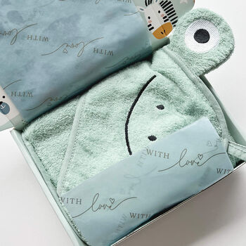 Personalised Baby Frog Hooded Cotton Towel, 7 of 11
