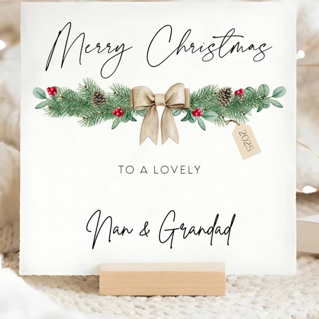 Nan And Grandad Personalised Wreath Christmas Card