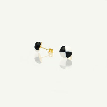 Black And White Checkered Stud Earrings, 2 of 3