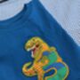 T Rex Appliqué Texture Birthday T Shirt, thumbnail 3 of 3