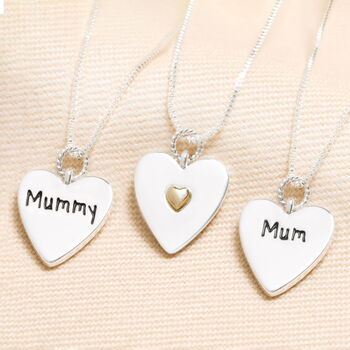'Mum' Heart Pendant Necklace In Silver, 2 of 2