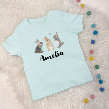Kids Personalised Watercolour Bunnies T Shirt, 2 of 6