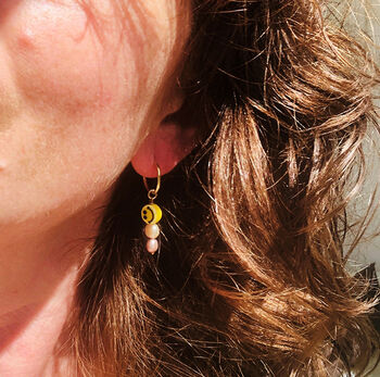 Happy Days Single Smiley And Pearl Mini Hoop Earring, 2 of 4