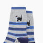 Embroidered Cat Combed Cotton Socks In Grey, thumbnail 2 of 4