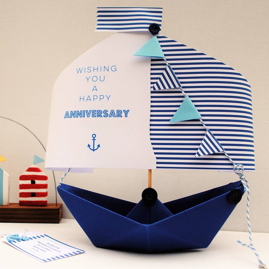 'Wishing You A Happy Anniversary' Sail Boat Card By The Little ...