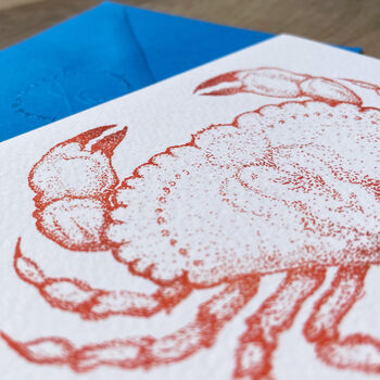 Hand Drawn Crab Illustrated Blank Greeting Card, 6 of 10