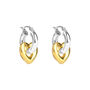 Mixed Metal Puffy Heart Hoop Earrings, thumbnail 2 of 5