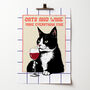 Personalised Cats And Wine Wall Art Print In A4 Or A3, thumbnail 2 of 6