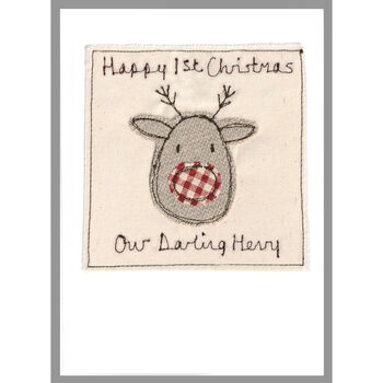 Personalised Reindeer 1st Christmas Card For Girl / Boy, 6 of 9
