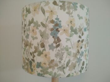 Watercolour Floral Lampshade Blues Yellows Handmade Fabric Drum Lamp Shade Table Floor Or Ceiling Pendant, 6 of 10