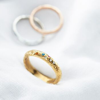 Diamond And Birthstone Confetti 9ct Gold Wedding Ring, 5 of 6