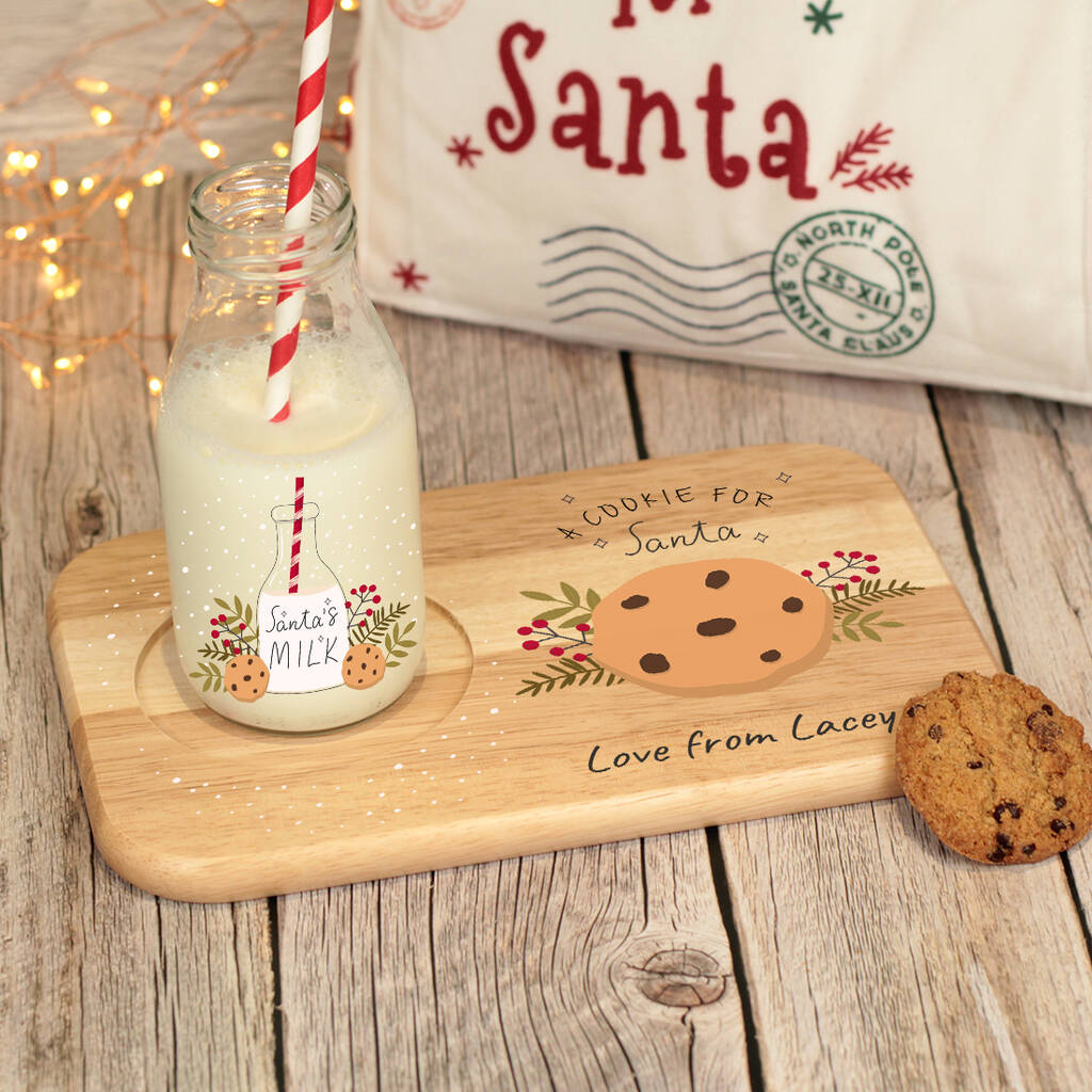 christmas cookie plate and milk glass for santa