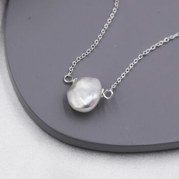 Irregular Shape Keshi Pearl Necklace Sterling Silver, 5 of 11