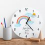 Rainbow Clouds Birth Date Personalised Bedroom Clock, thumbnail 1 of 6