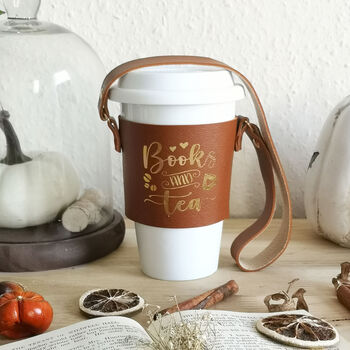 Coffee Cup Sleeve, Books And Coffee Or Books And Tea, 4 of 6
