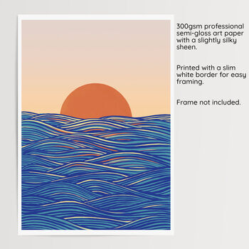 Ocean Waves Sunset Print, 4 of 4