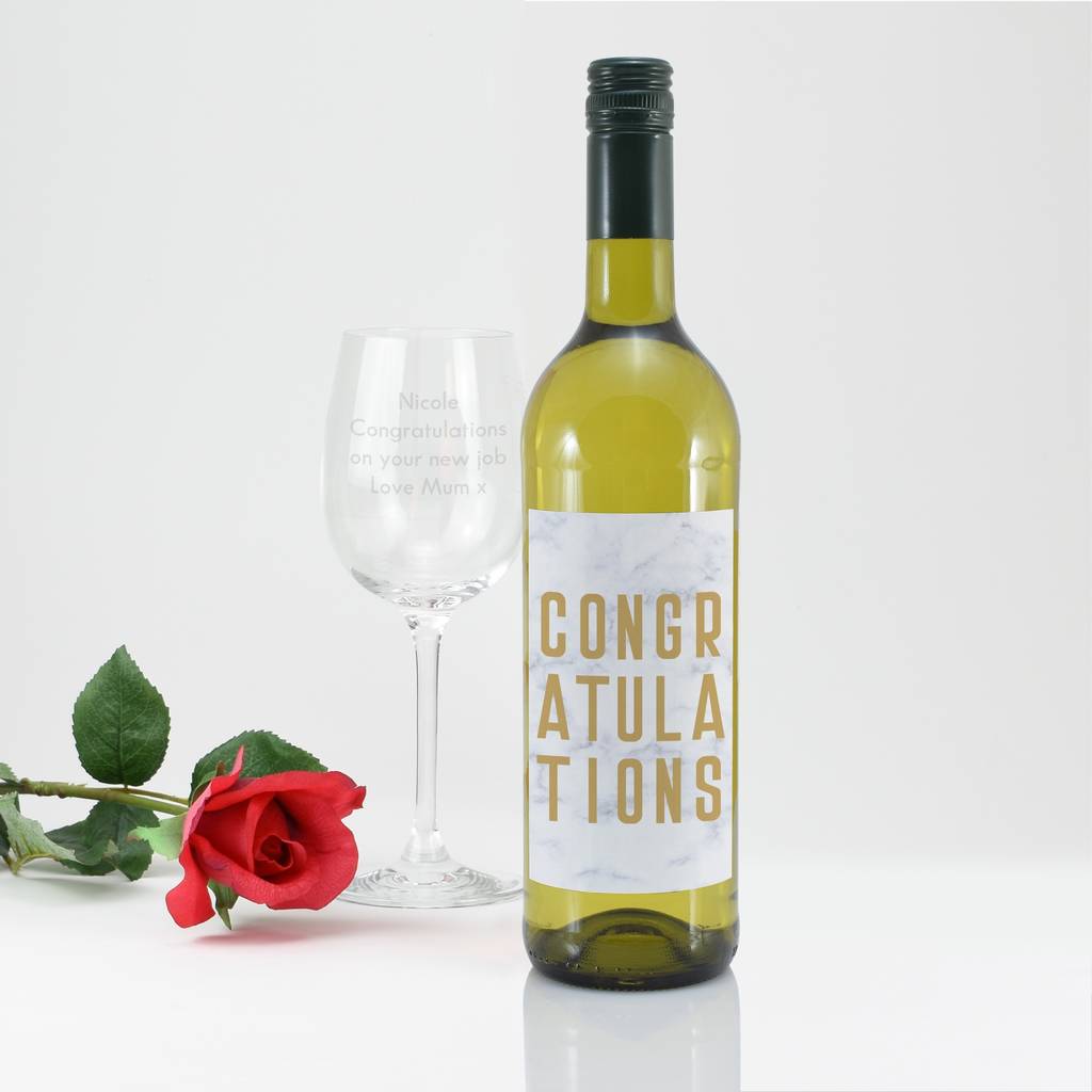 Congratulation Personalised White Wine Gift Sets In Box By British and