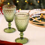 Green Embossed Luxury Wine Glasses, thumbnail 4 of 4