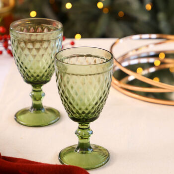 Green Embossed Luxury Wine Glasses, 4 of 4