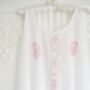 Women's White Cotton Sleeveless Pink Jenny Nightdress, thumbnail 2 of 3