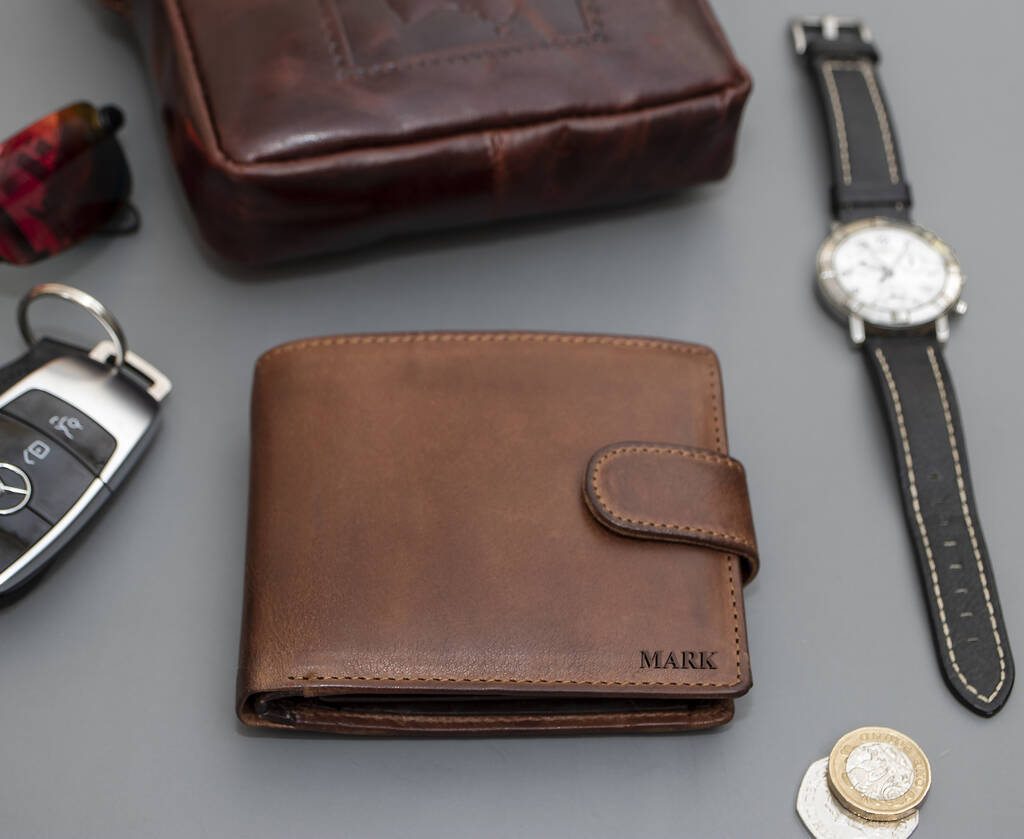 Personalised Men's Leather Wallet Trifold Gift, 1 of 7