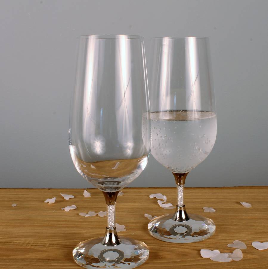 Pair Of Water Glasses Filled With Swarovski Crystals, 1 of 4