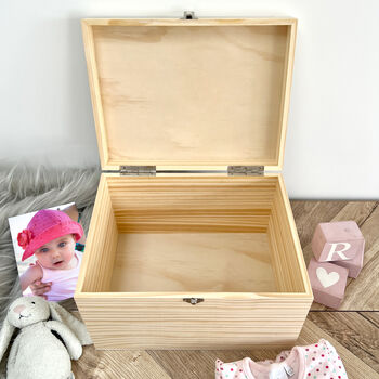 Personalised Born In 2026 Stars Engraved New Baby Keepsake Box Five Sizes 16cm | 20cm | 26cm | 30cm | 36cm, 4 of 7