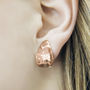 Textured Rose Gold Plated Silver Clip On Earrings, thumbnail 1 of 5
