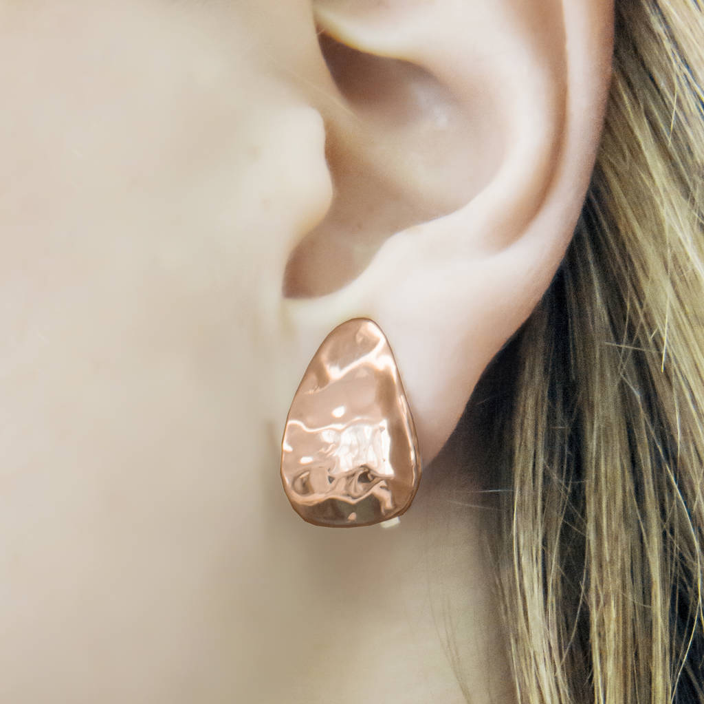 Textured Rose Gold Plated Silver Clip On Earrings, 1 of 5