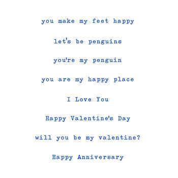 Penguin Anniversary Or Pick Your Favourite Wording Card, 8 of 8