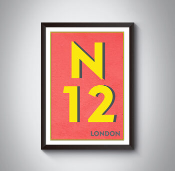 N12 North Finchley London Postcode Typography Print, 9 of 9