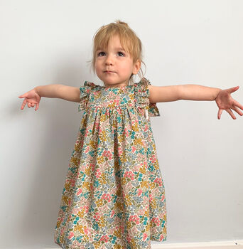 Liberty London Girls Ruffle Dress / 50 Fabric Prints By Marlowe Bear ...