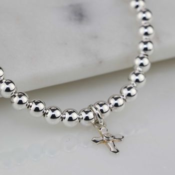 Child's Christening Bracelet With Silver Cross, 2 of 4