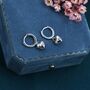 3D Heart Puff Dangle Huggie Hoop In Sterling Silver, thumbnail 1 of 12