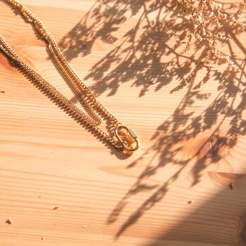 Layered Gold Carabiner Necklace With Double Chain, 5 of 7