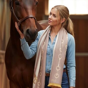 Equestrian Snaffle Bit Print Scarf | Camel And Cream, 9 of 12